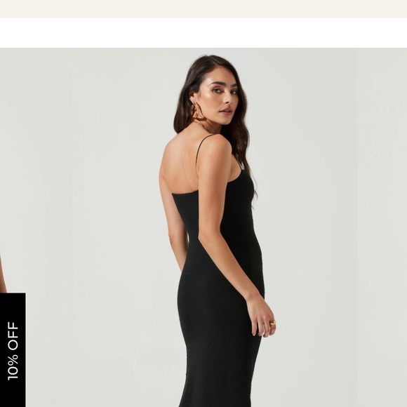 ASTR the label DIXON SQUARE NECK CRINKLE MIDI DRESS SMALL BLACK - Picture 2 of 2